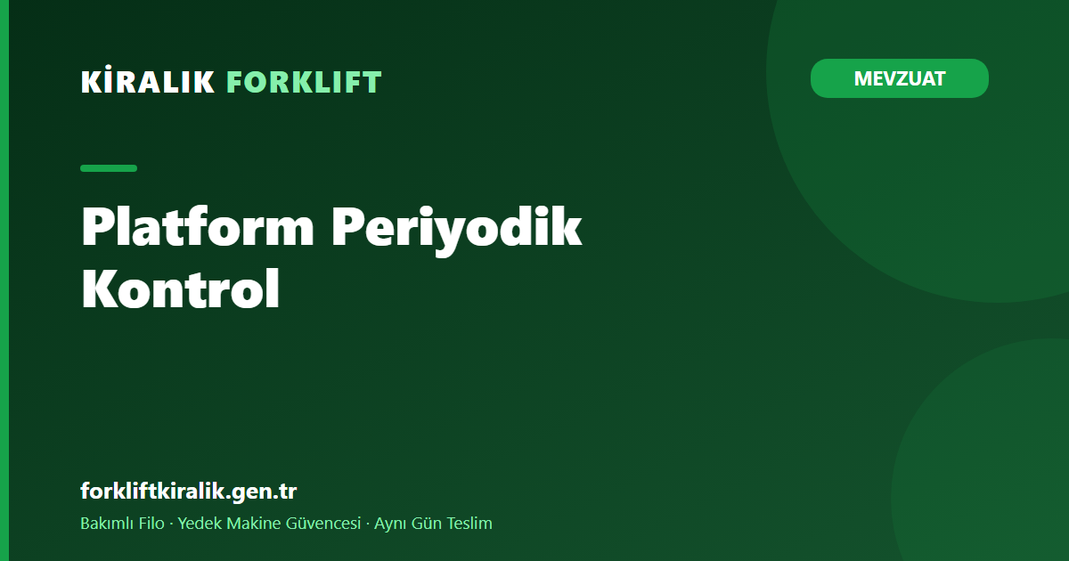 Platform Periyodik Kontrol: Rapor Kimde, Neleri Kapsar?